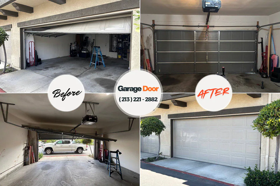 Before and after: garage door repair North Richland Hills, TX
